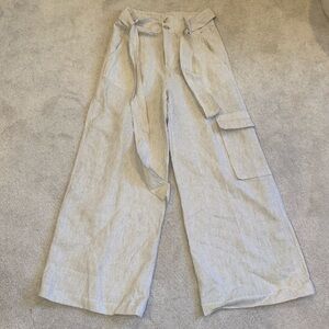 NWT Olivaceous Beige and White Pinstripe Wide leg Pants Size M